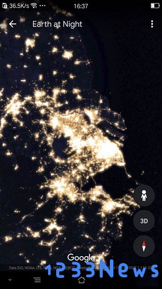 谷歌地球夜晚灯光图教程