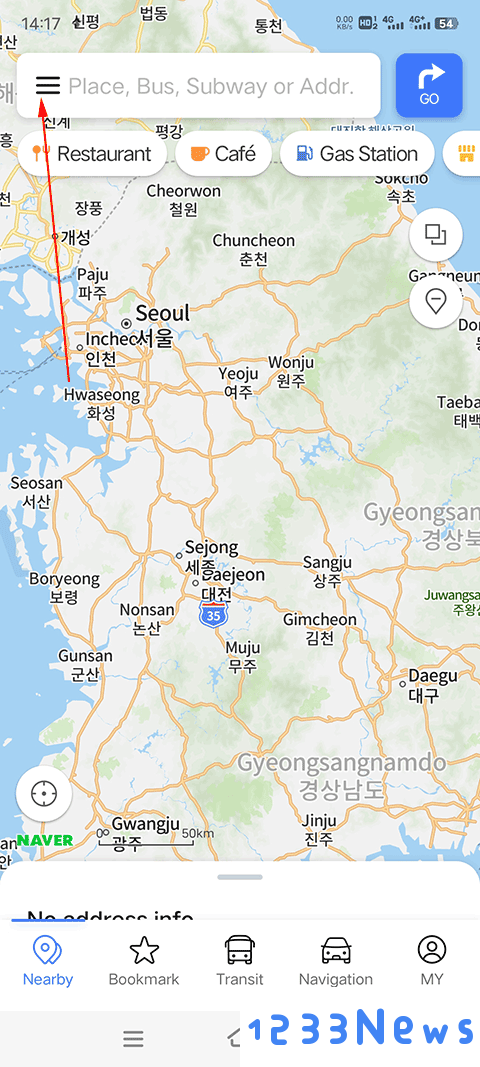 NAVER地图怎么调成中文