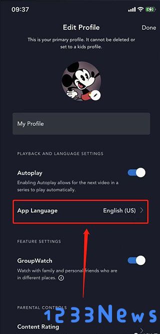 Disney+app官方版怎么改中文